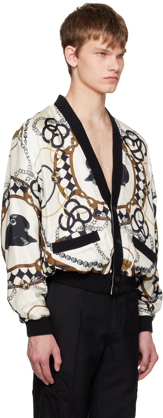 Stefan Cooke White Printed Cardigan Stefan Cooke