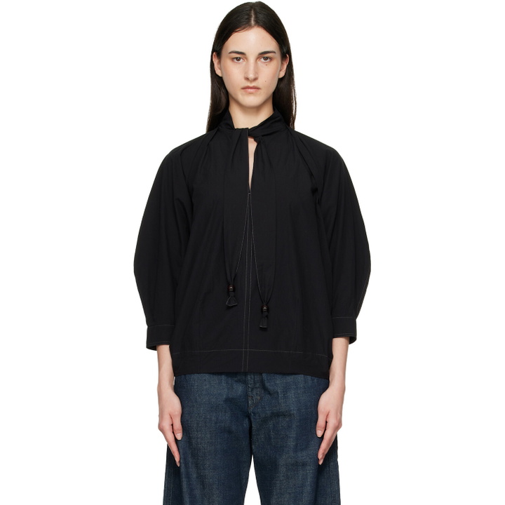 Photo: LEMAIRE Black Scarf Blouse