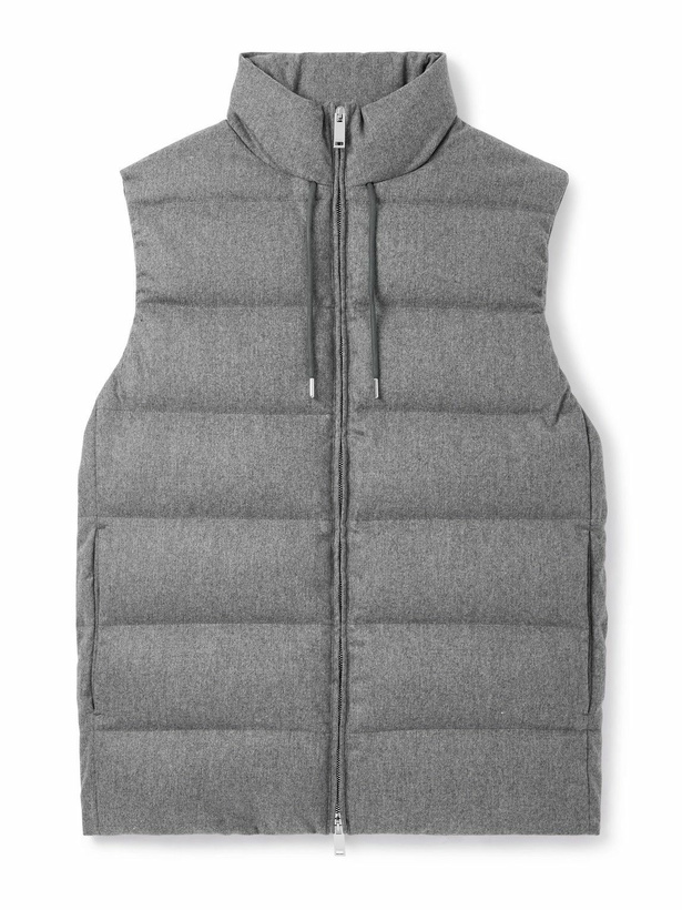Photo: Incotex - Montedoro Slim-Fit Quilted Wool and Cashmere-Blend Down Gilet - Gray