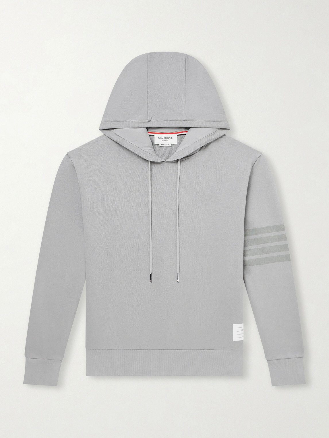 Thom Browne - Logo-Appliquéd Striped Cotton-Jersey Hoodie - Gray