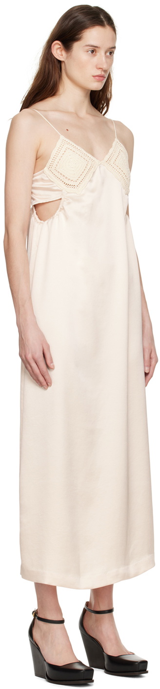 LVIR Beige V-Neck Midi Dress