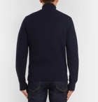 TOM FORD - Ribbed Wool and Cashmere-Blend Half-Zip Sweater - Blue