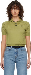 AMI Paris Green Wool Short Sleeves Ami De Coeur Polo