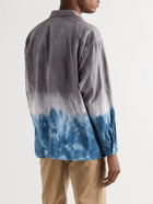 FLAGSTUFF - Logo-Embroidered Dip-Dyed Cotton Shirt - Gray
