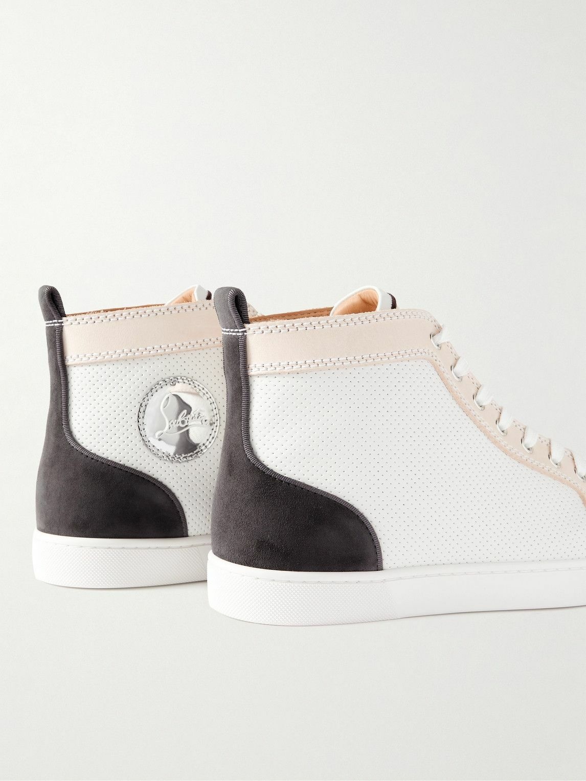 Louis Suede-Trimmed Perforated Leather High-Top Sneakers