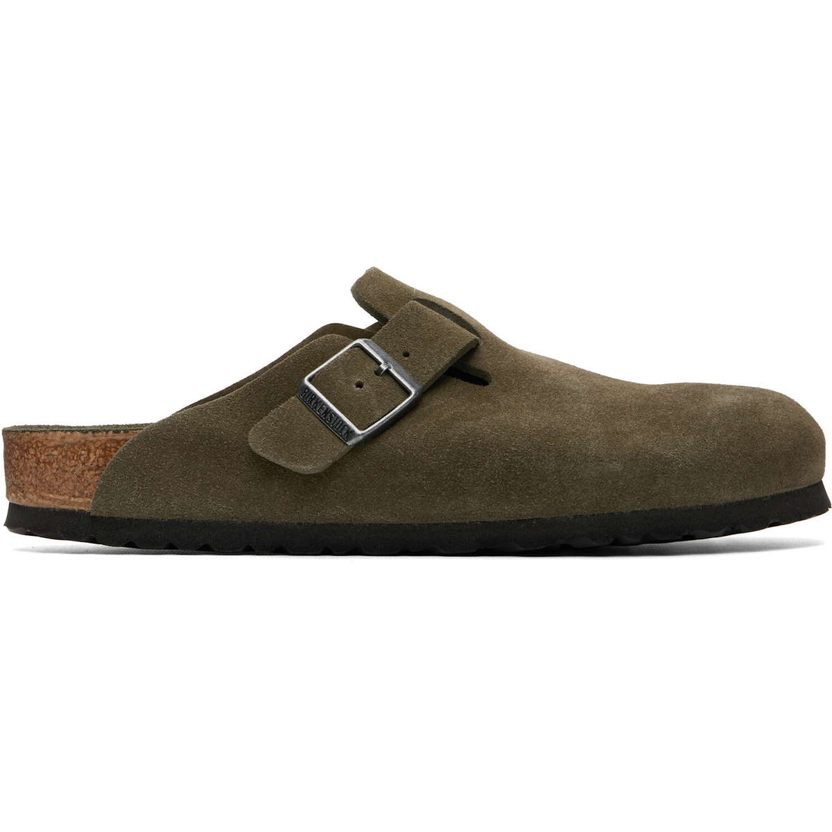 Birkenstock Khaki Boston Soft Footbed Suede Leather Loafers