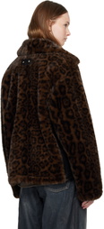 Andersson Bell Brown & Black Leopard Fur Duffle Jacket