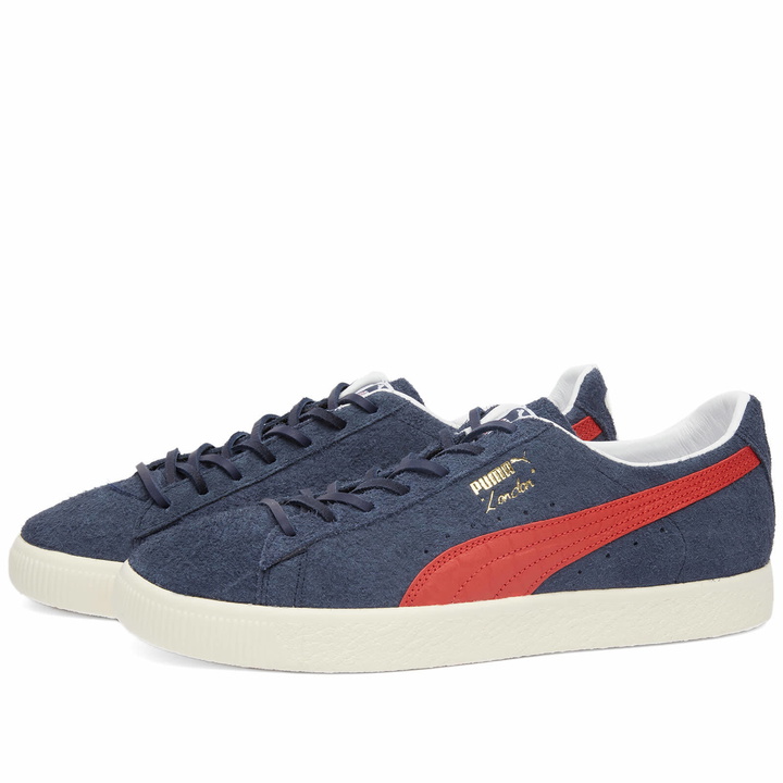 Photo: Puma Men's Clyde SOHO (London) Sneakers in Whisper White/Navy