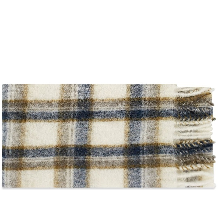 Photo: A.P.C. Men's Elie Check Scarf in Off White/Navy