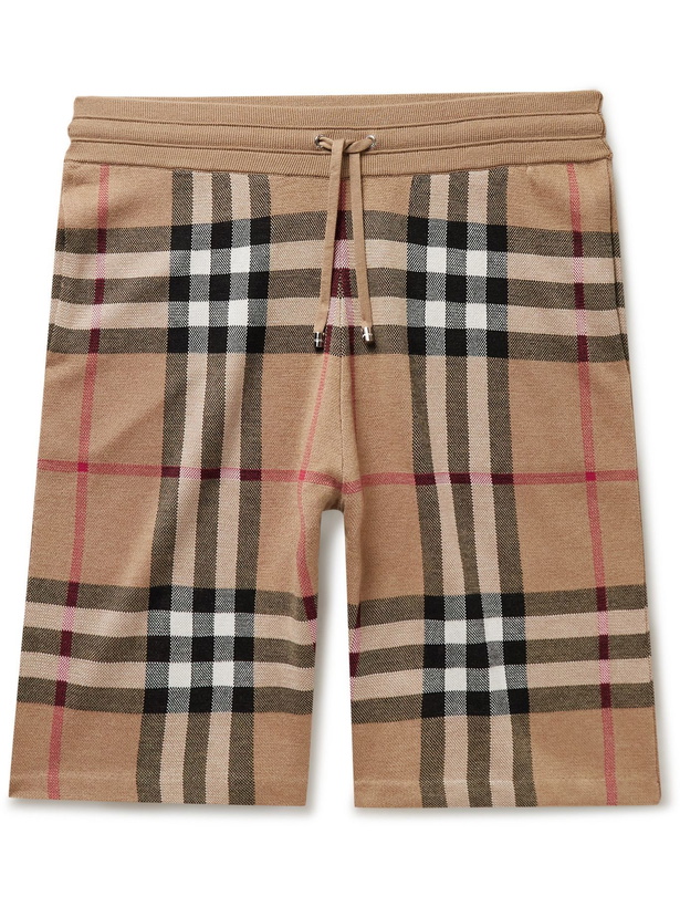 Photo: Burberry - Birdseye Checked Silk and Wool-Blend Drawstring Shorts - Brown