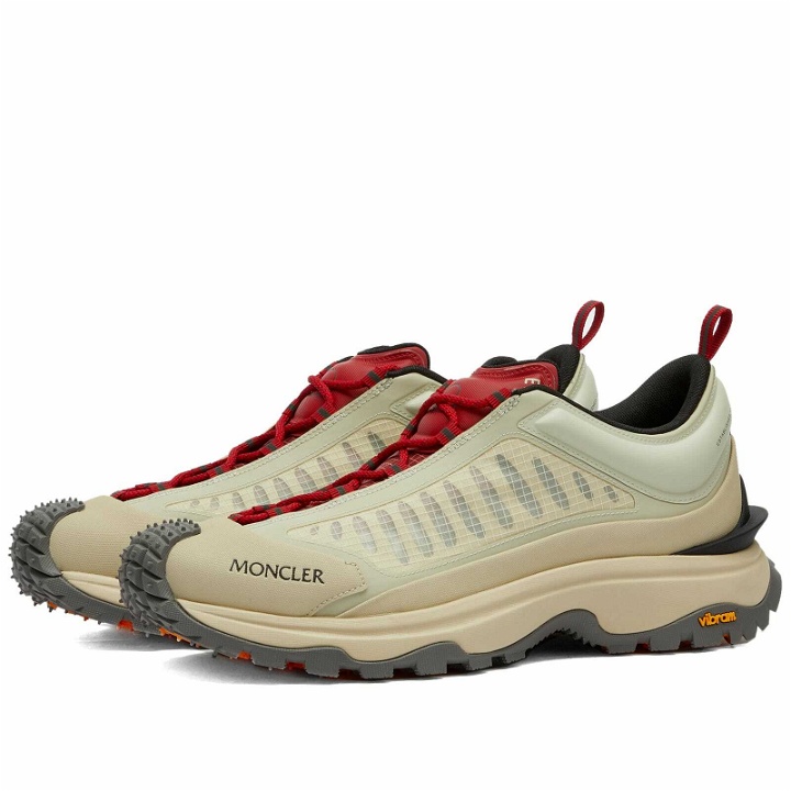 Photo: END. x Moncler Trailgrip Lite Sneakers in Beige/Red