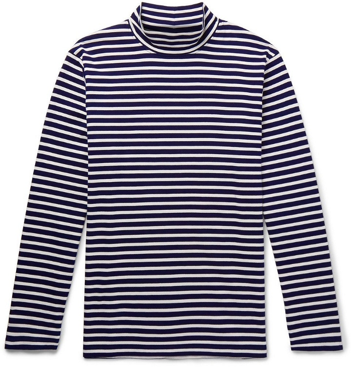 Photo: Mr P. - Striped Cotton-Jersey Rollneck T-shirt - Men - Navy