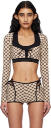 MISBHV Beige & Black Monogram Coquette Cardigan