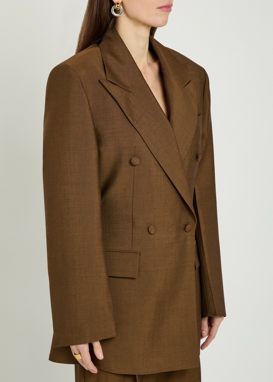 Rohe Double-breasted Wool and Mohair-blend Blazer Brown