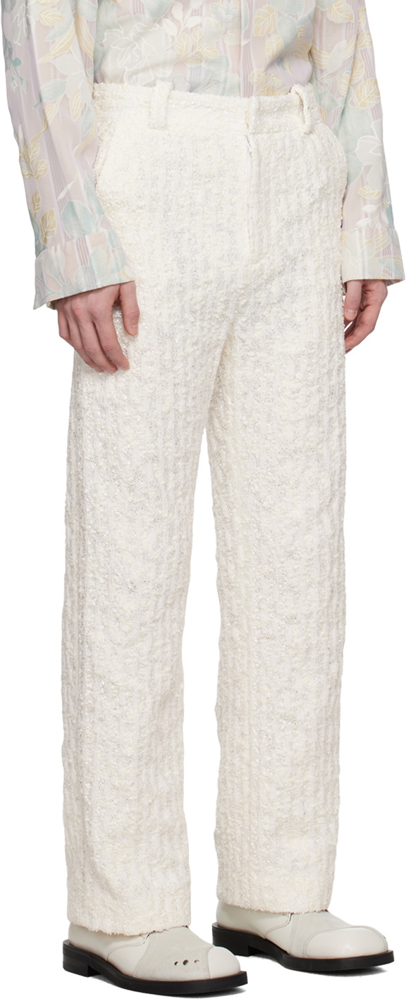 young n sang Off-White Check Trousers