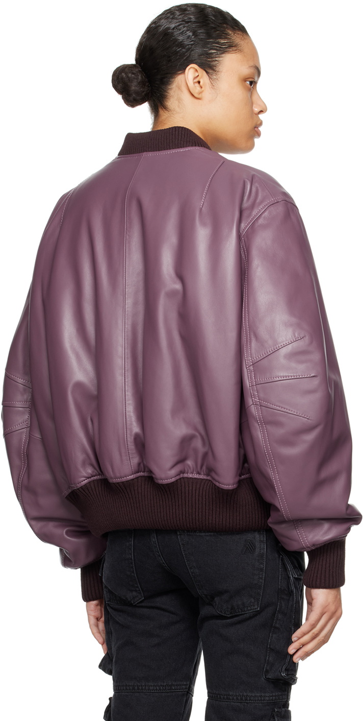 The Attico Purple Anja Leather Bomber Jacket The Attico