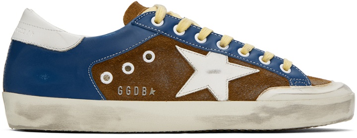 Photo: Golden Goose Blue & Brown Super-Star Sneakers