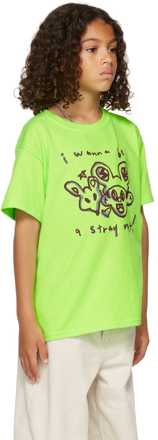 Stray Rats SSENSE Exclusive Kids Green Cotton 'I Wanna Be' T-Shirt
