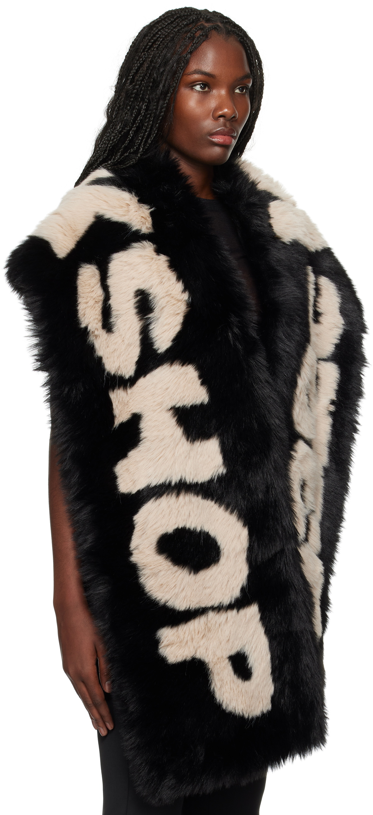 032c Black Anti-Gauguin Faux Fur Scarf 032c