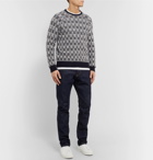 Incotex - Checked Brushed Virgin Wool-Blend Sweater - Blue