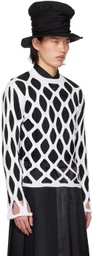 Black Comme des Garçons White Cutout Sweater