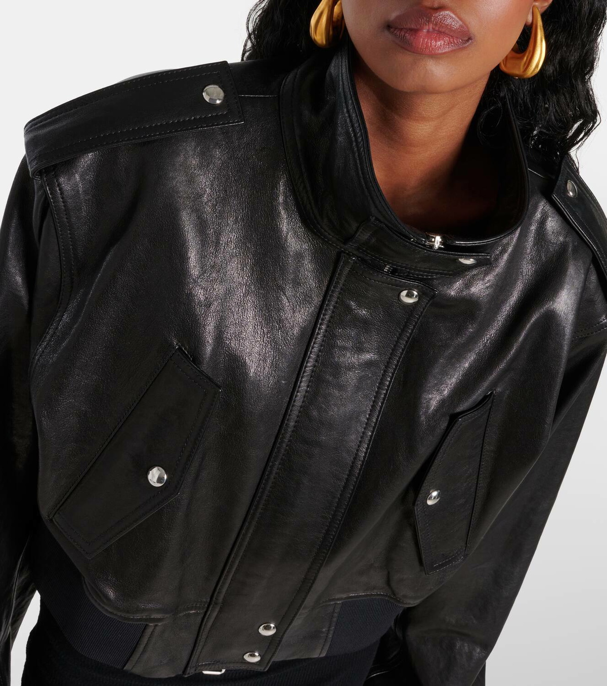 Khaite Kember cropped leather bomber jacket Khaite Khaite Kember cropped leather bomber jacket Khaite