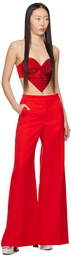 AREA Red Crystal-Cut Trousers