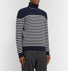 Mr P. - Striped Virgin Wool Rollneck Sweater - Blue