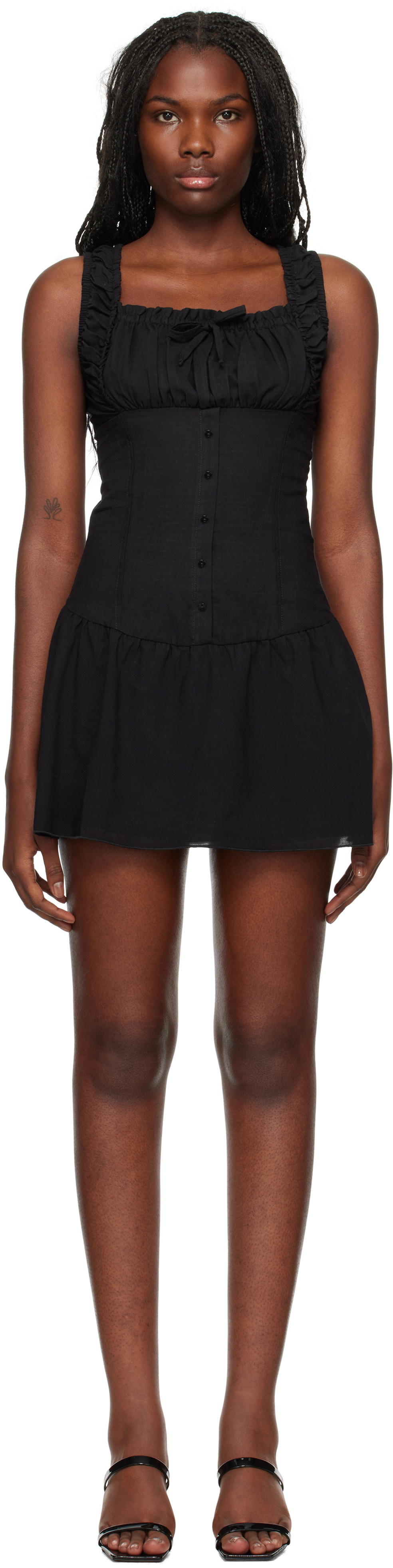 Frankies Bikinis Black Christa Ruffle Minidress