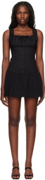 Frankies Bikinis Black Christa Ruffle Minidress