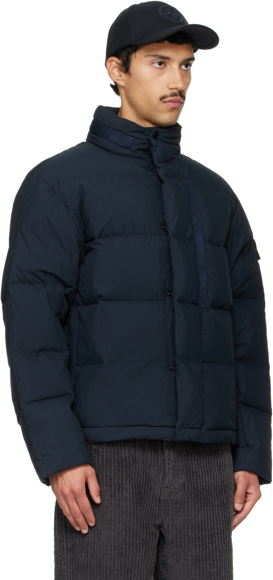 Stone Island Navy 4100083 Cotton Nylon Tela Down Jacket