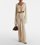 Bananhot Miana open-knit cotton-blend crop top