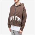 Cole Buxton Men's Cropped Logo Zip Hoodie in Brown