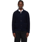 BOSS Navy Spread Collar Cardigan