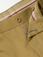 Loro Piana - City Tapered Pleated Cotton-Twill Chinos - Brown