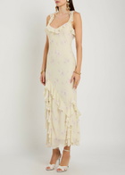 Loveshackfancy Roseline Floral-print Georgette Maxi Dress Yellow