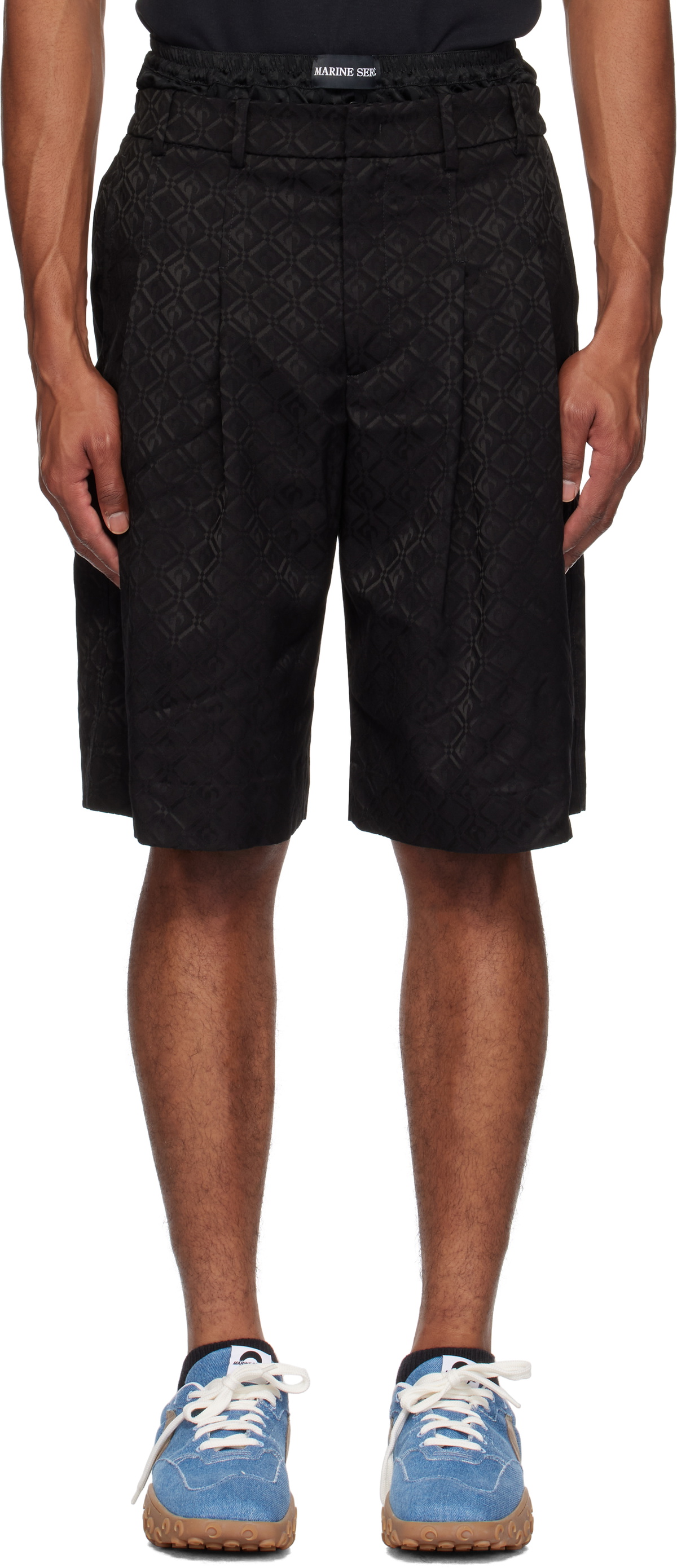 Marine Serre Black Moon Diamond Jacquard Tailoring Shorts