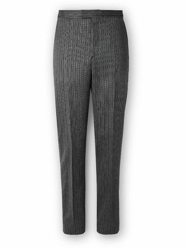 Photo: Favourbrook - Westminster Slim-Fit Straight-Leg Striped Wool Trousers - Gray