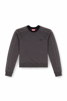 Diesel Sweatshirt with bands and Oval D embroidery - Sweaters Womens in Grey