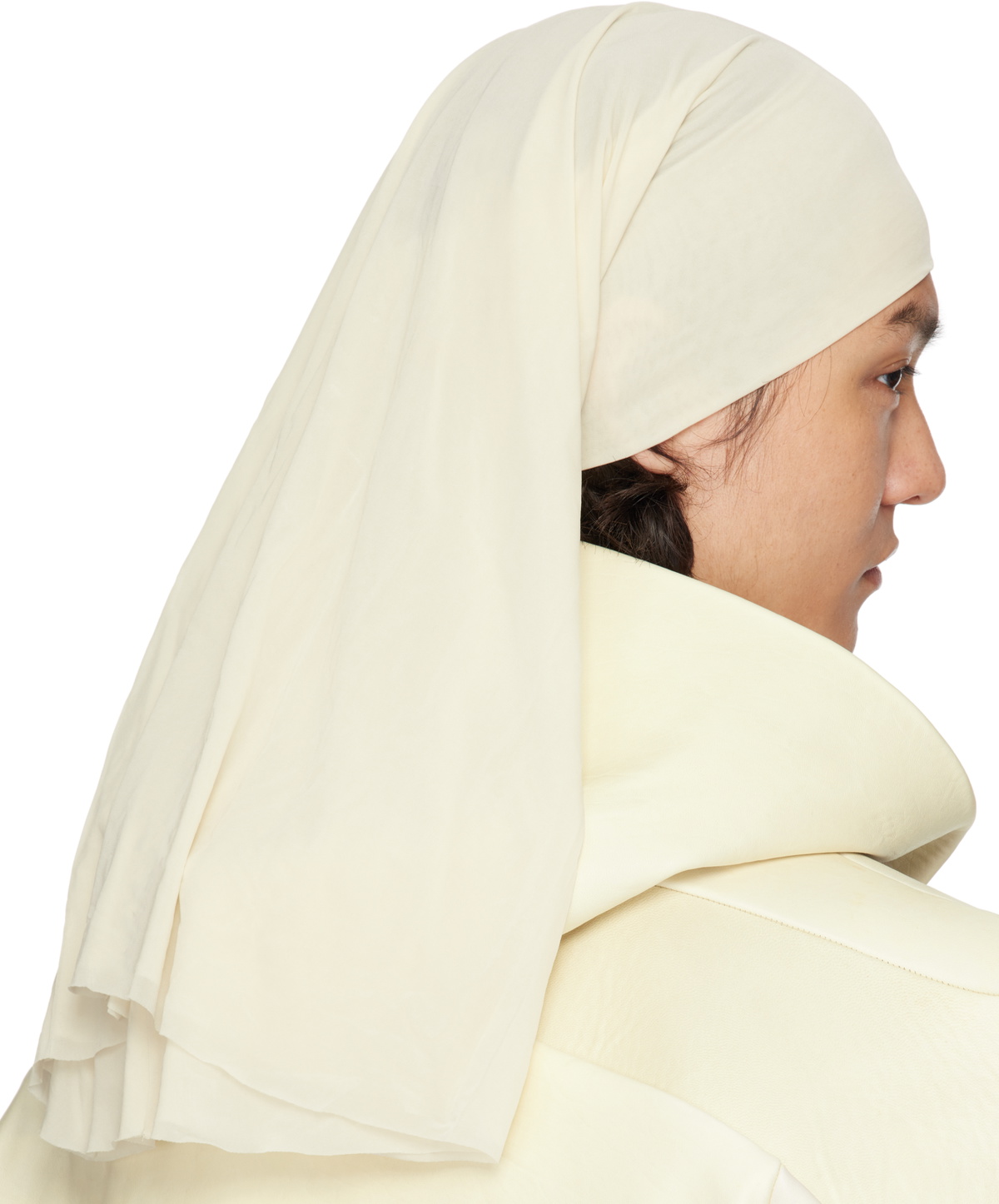 Rick Owens Off-White Hollywood Stretch Cupro Jersey Wig Hat Rick Owens