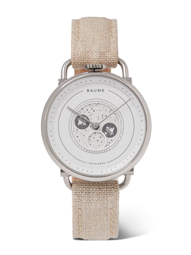 Photo: Baume - Moon-Phase 35mm Stainless Steel and Linen Watch, Ref. No. 10639
