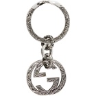 Gucci Silver Engraved Interlocking G Keychain