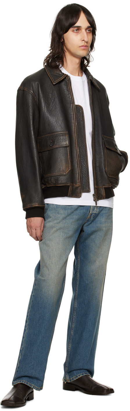 Golden Goose Brown Aviator Leather Jacket