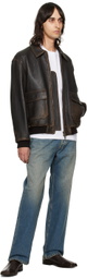 Golden Goose Brown Aviator Leather Jacket