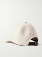 Brunello Cucinelli - Logo-Embroidered Leather-Trimmed Cotton-Twill Baseball Cap - White