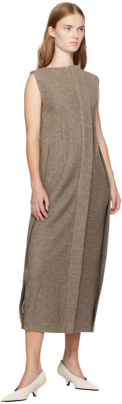 UMBER POSTPAST Beige Wool Felted Midi Dress