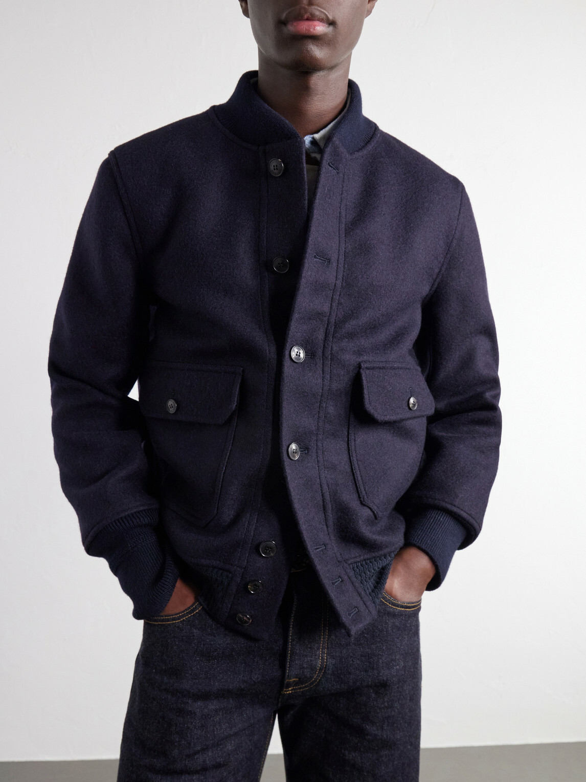 Fortela - Cruiser Wool Bomber Jacket - Blue