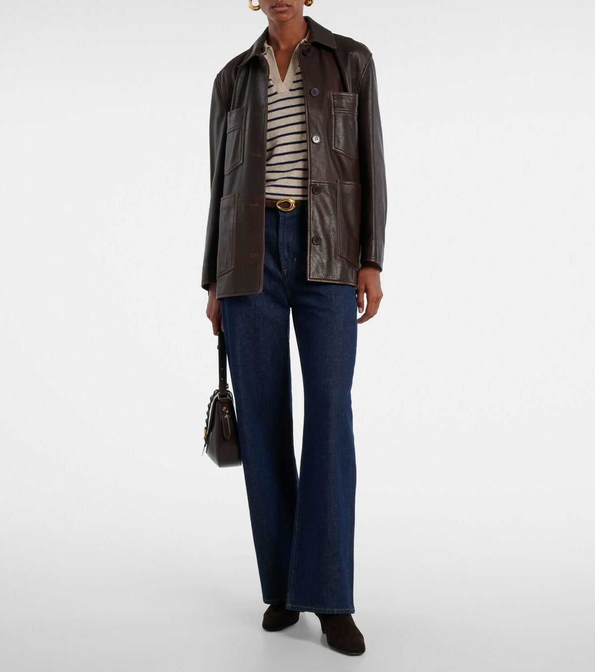 Velvet Striped cashmere polo sweater