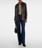 Velvet Striped cashmere polo sweater