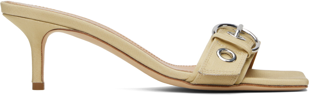 Aeyde Beige Ilvy Eyelet Grosgrain Mules